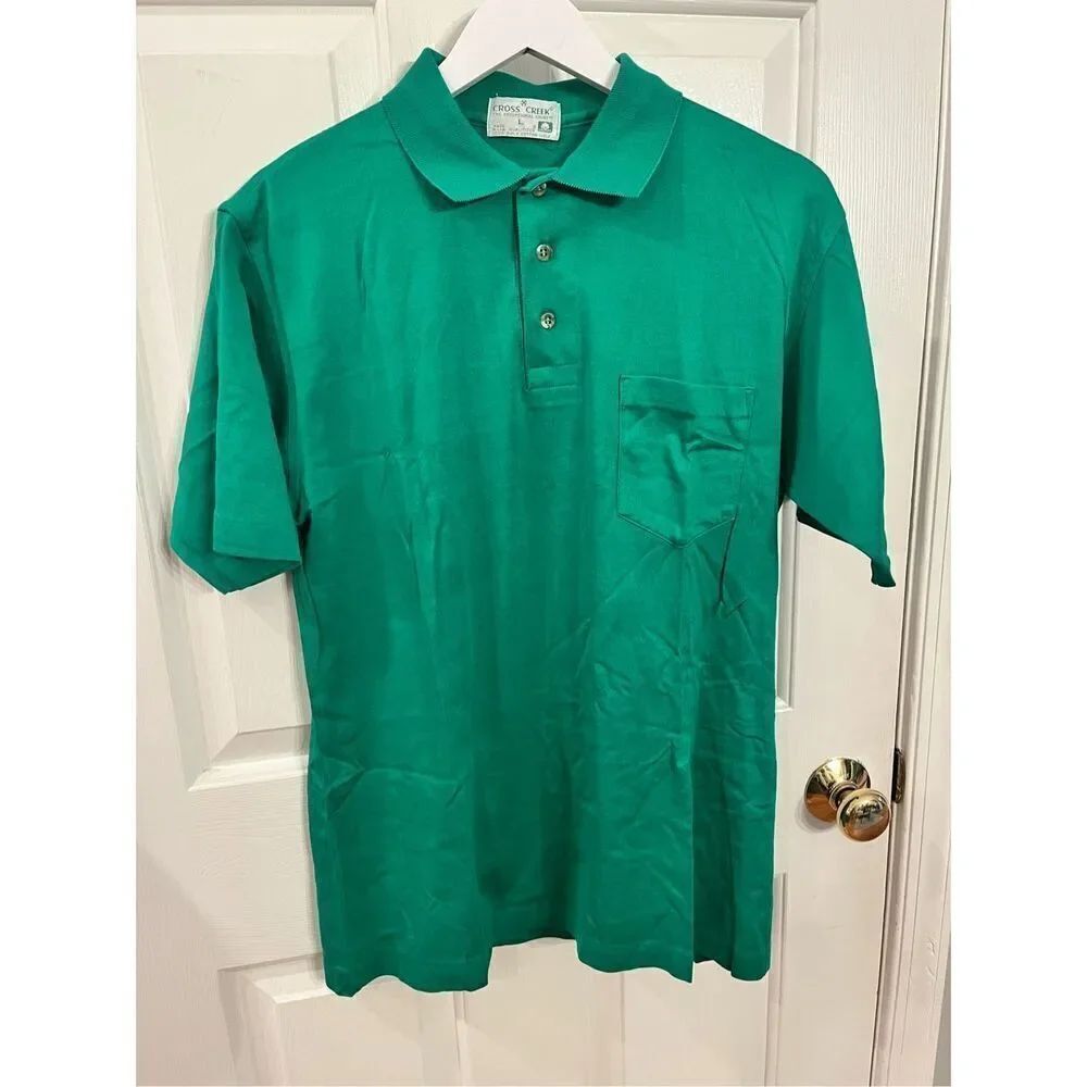 Vintage Cross Creek Green Polo Shirt sz L EUC
